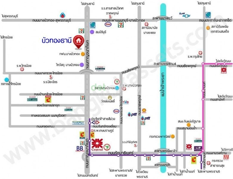 บ้านเดี่ยวมือสองนนทบุรี โครงการ บัวทองธานี บางบัวทอง เนื้อที่ 52.50 ตร.ว. พื้นที่ใช้สอย 160 ตร.ม. ฟังก์ชัน 3 ห้องนอน 2 ห้องน้ำ 2 ที่จอดรถ บ้านพร้อมอยู่ บนทำเลดี การเดินทางสะดวกสบายติดถนนใหญ่ เชื่อมต่อถนนกาญจนาภิเษก ถนนบางกรวย-ไทรน้อย ใกล้รถไฟฟ้าสายสีม่วง "สถานีคลองบางไผ่" และจุดขึ้นทางด่วน "ศรีรัช"